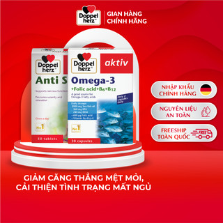 Bộ đôi tăng cường trí lực, giảm căng thẳng Doppelherz Anti Stress và dầu cá Omega 3 (02 hộp, 30 viên/hộp)