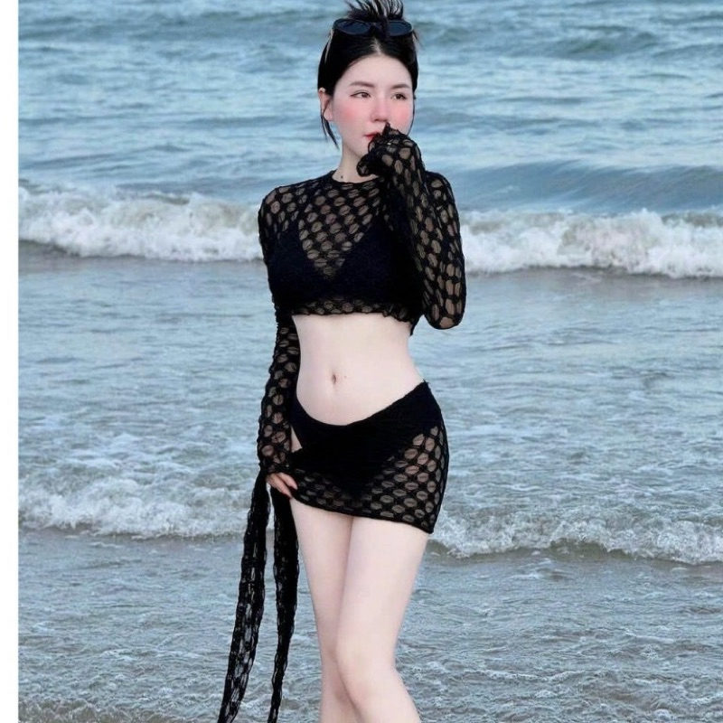 (hoa nhí )Sét bikini đi biển nữ gồm 4 món braa bên trong phối khoác lưới bên ngoài với tone màu dành cho các nàng MANILA | BigBuy360 - bigbuy360.vn