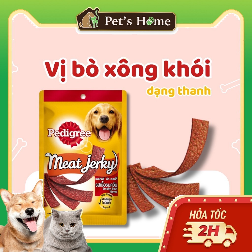 Bánh thưởng cho chó Pedigree Meat Jerky bò xông khói 80g