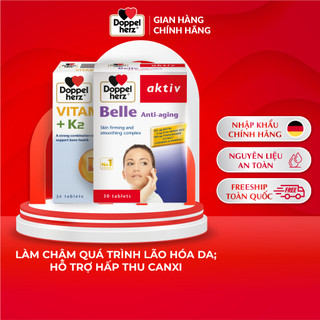 Bộ đôi chống lão hóa, tăng cường hấp thụ canxi ngừa loãng xương Doppelherz Anti Aging - Vitamin K2 D3 (2 hộp 30 viên)
