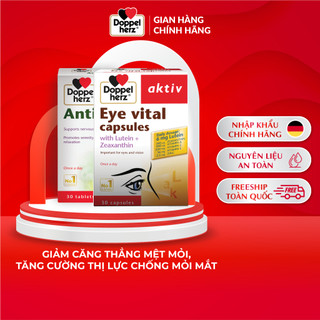 Bộ đôi tăng cường thị lực, giảm căng thẳng mệt mỏi Doppelherz Anti Stress và Eye Vital  (02 hộp, 30 viên/hộp)