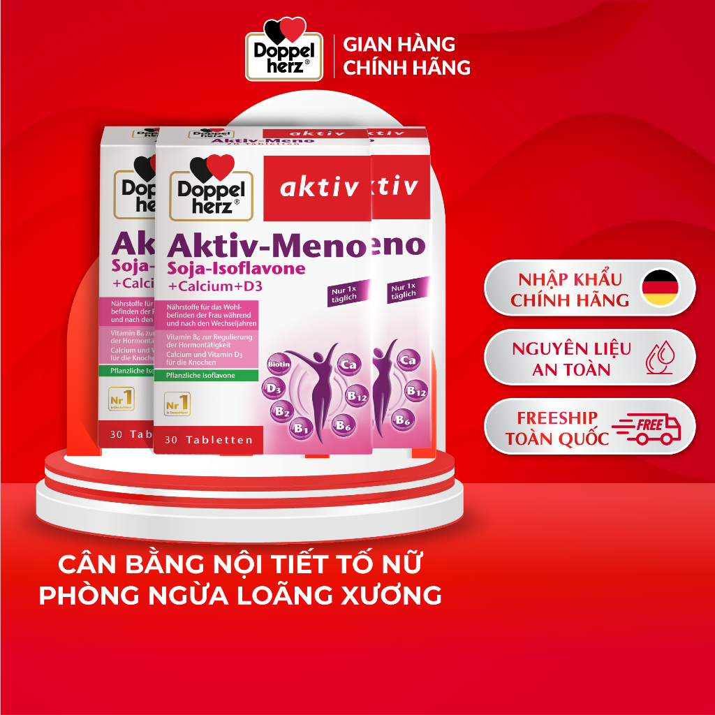 Combo 03 hộp viên uống cân bằng nội tiết tố Doppelherz Aktiv Meno (03 hộp, 30 viên/hộp)