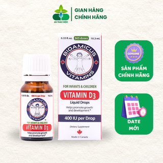 Bioamicus Vitamin D3.Dùng Cho Trẻ Sơ Sinh Trong 365 Ngày .400 Iu/giọt