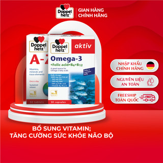 Bộ đôi bổ sung Vitamin khoáng chất và dầu cá Doppelherz Omega 3 + Doppelherz A Z Depot  (02 hộp, 30 viên/hộp)