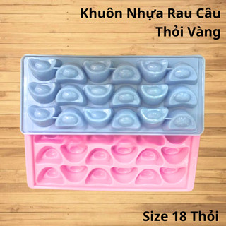 Khuôn Nhựa Làm Rau Câu, Đá Viên Thỏi Vàng 18 Viên 4*3cm. Kích Thước Khay 25cm x 11cm