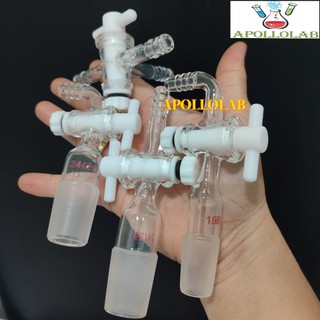 Đầu chuyển đổi chưng cất, cổ nối, hút khí van có khóa nhựa Teflon thí nghiệm