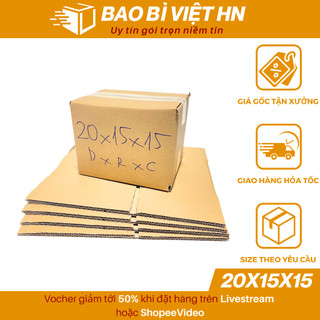20x15x15 Hộp carton đóng hàng, thùng bìa giấy carton đựng giày dép, hàng hóa - Bao Bì Việt HN