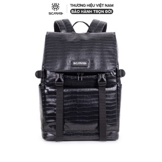  Balo Da PU Thời Trang Scarab Urban Leather Backpack - Ba lô Đi Học Đi Làm Đựng Vừa Laptop 16inch 