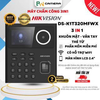 Máy chấm công 3in1 Hikvision DS-K1T320MFWX có wifi, kiểm soát ra vào, chính hãng