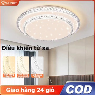 S-LIGHT Đèn trần pha lê 220V LED có thể điều chỉnh độ sáng 3 màu Đèn trần phòng khách phòng ngủ Đèn chiếu sáng hiện đại