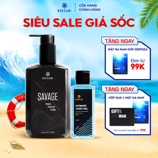 Combo Sữa Tắm Nam Hương Nước Hoa Bergami 330ml/chai và Dung Dịch Vệ Sinh Nam 130ml/chai, Ngừa Khuẩn & Lưu Hương 6H