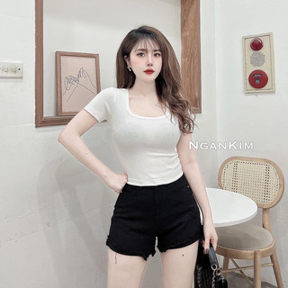 Áo thun nữ chất tăm cổ u cộc tay hot