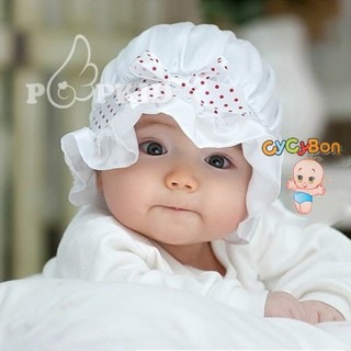 Mũ Nón Vải Cho Bé Gái Tiểu Thư Kiểu Bèo Có Dây Cột Nơ Chấm Bi