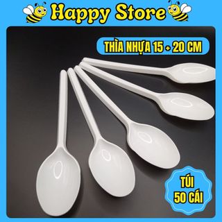 Thìa muỗng nhựa dùng 1 lần màu trắng không mùi, đảm bảo vệ sinh an toàn thực phẩm
