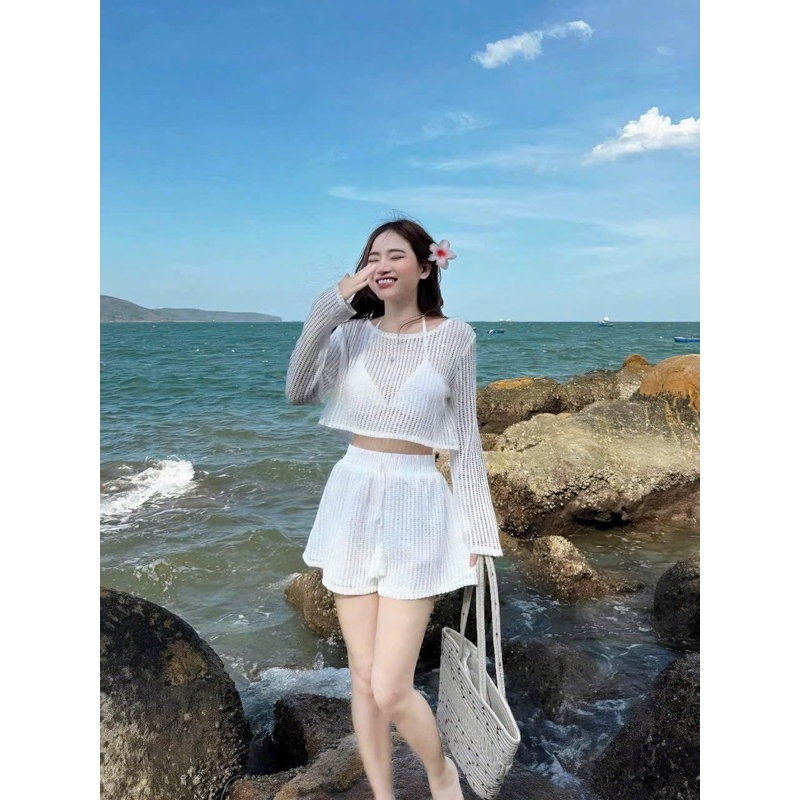 [ Hang QCCC)Set Bộ Ba Món Đi Biển Cho Nữ Set Bikini Kèm Khoác Cực Xinh Cho Nữ Đi Chơi Đi Biển Năng Động Kín Đáo MANILA | BigBuy360 - bigbuy360.vn