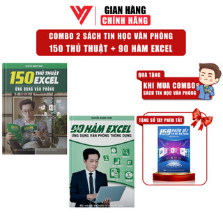 Combo 2 sách 150 thủ thuật excel và 90 hàm excel đào tạo tin học ứng dụng văn phòng tặng kèm video khóa học