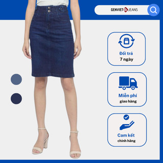 Chân Váy Jeans Nữ Dáng A Ôm Juyp Nữ Công Sở Genviet Chất Bò Mềm Thoải Mái Tiêu Chuẩn Quốc Tế DJ321J1322