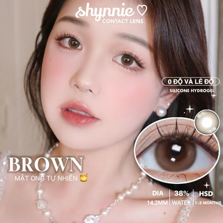 ♡ (𝗚𝗜𝗔́ 𝟭 𝗖𝗔̣̆𝗣) Lens BROWN nâu giãn nhỏ 14.2MM tự nhiên tone nâu mật ong 0 độ ( kính áp tròng ) - SHYNNIE LENS💗