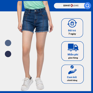 Quần Short Jeans Nữ Đùi Sọc Thẳng Tưa Gấu Cạp Cao Body Chất Bò Mềm Cao Cấp TQ403J1178