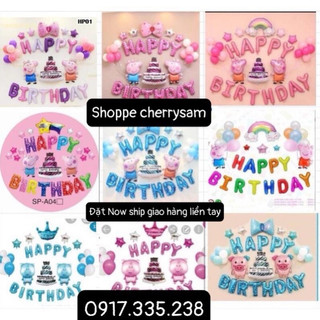 SET BÓNG 6 Bóng Phối  màu SINH NHẬT BÉ HEO , HEO PEPPA, CHO BÉ TRAI BÉ GÁI THÔI NÔI
