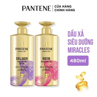 Dầu Xả Siêu Dưỡng PANTENE Miracles Ngăn Rụng Tóc Biotin/ Phục Hồi Hư Tổn Collagen/ Suôn Mượt Óng Ả Keratin - Chai 480ML