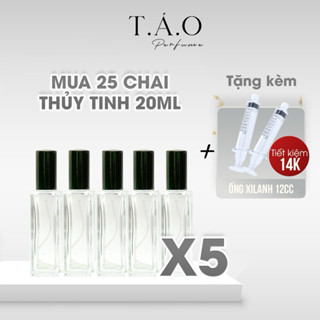 [Tặng 2 xilanh ] Combo 25 chai thuỷ tinh dung tích 20ml để đựng nước hoa, tinh dầu, serum vỏ dày dặn