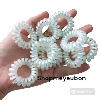 Combo 5 dây Cột tóc lò xo màu trắng cở trung 3cm