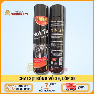 Chai Xịt Bóng Vỏ Xe, Làm Đen Lốp Xe, Phục Hồi Nhựa Nhám CAMEL HOT TIRE 650ML