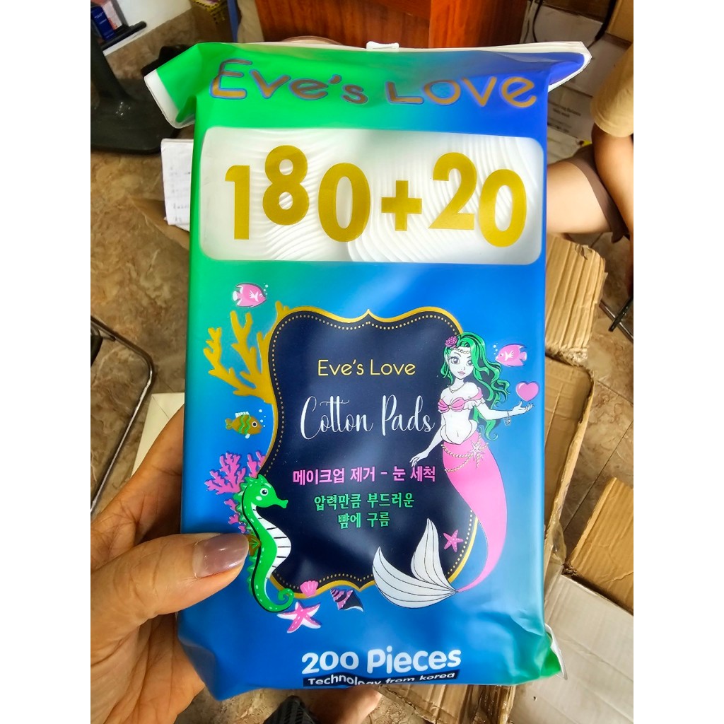 Bông tẩy trang cao cấp Hàn Quốc Eve’s Love 200 miếng