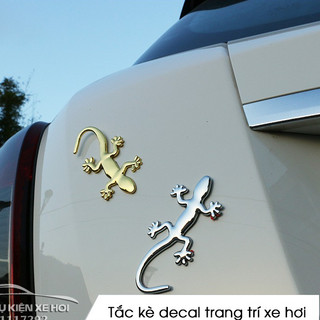 Bộ 2 decal tắc kè 3D kim loại dán trang trí xe hơi loại lớn