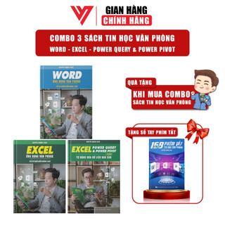 Combo 3 sách word - excel - power query & power pivot đào tạo tin học ứng dụng văn phòng kèm video hướng dẫn