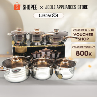 Bộ Nồi Inox 304, 6 Món 5 Đáy Siêu Dày Siêu Bền Cho Gia Đình Nội Trợ