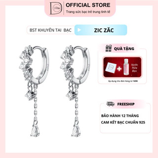 Khuyên bấm bạc 925 đá zic zắc thả xích đá nhỏ độc lạ Dế Bạc - K6023