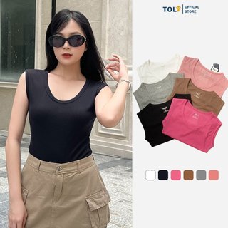 Áo thun sát nách nữ TOLI form ôm, vải gân co dãn, phong cách trẻ trung - SNB-29