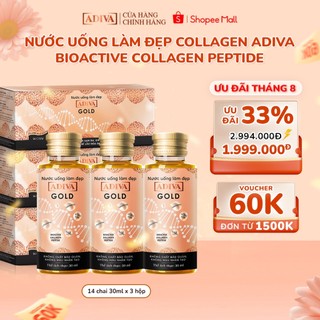 Combo 3 Hộp Nước Uống Làm Đẹp Collagen ADIVA Gold (42 Chai) Giúp Làn Da Giảm Nếp Nhăn Và Chống Lão Hóa