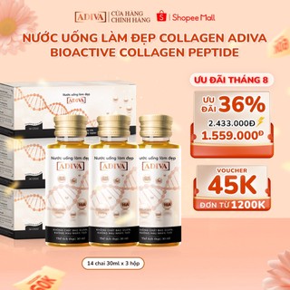 Combo 3 Hộp Nước Uống Làm Đẹp Collagen ADIVA Tem Trắng (42 Chai) - Giúp Làn Da Săn Chắc, Ảm Mịn Và Căn