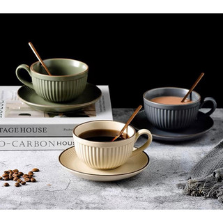 Tách sứ kèm đĩa uống trà cafe dung tích 280ml