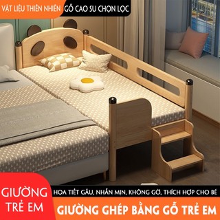 Giường gỗ cho bé ghép giường bố mẹ - giường gỗ thông cao cấp có bậc thang kt 150x60cm.tk40