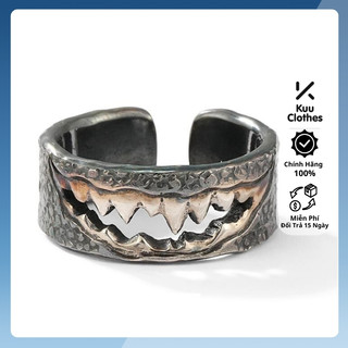 Nhẫn nam nữ tròn Kuu Clothes màu bạc thời trang chất Titan đẹp đơn giản không gỉ - Nhẫn Joker
