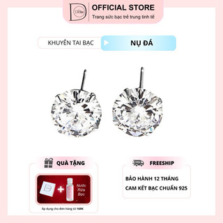Khuyên tai tròn bạc nữ Dế Bạc nụ đá tròn Bông tai bạc 925 nam nhiều size đính đá 3 li nhỏ nhắn xinh xắn K3006