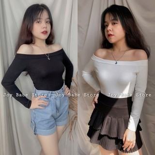 Áo trễ vai tay dài croptop áo hở vai nữ JOY BABE đồ y2k babytee crt kiểu crop ulzzang style D CROD 4