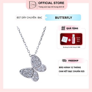 Dây chuyền bạc 925 bướm đính đá nhỏ xinh long lanh lấp lánh Dế Bạc - D4438