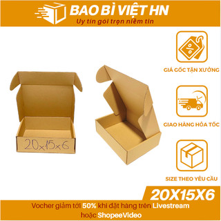 20x15x6 Hộp carton nắp gài, hộp giấy nắp cài đựng phụ kiện giá gốc tại xưởng - Bao Bì Việt HN