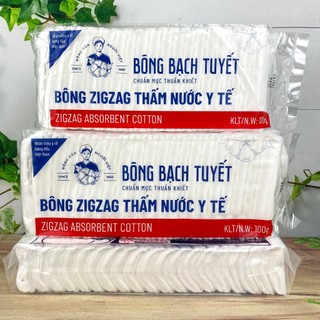 Bông Y Tế Cắt Zigzag 100g/ gói chính hãng BÔNG BẠCH TUYẾT