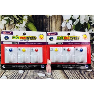 Móc 3 chấm vuông HPG19 - Móc dán tường trang trí nhà cửa siêu chịu lực HOFACO
