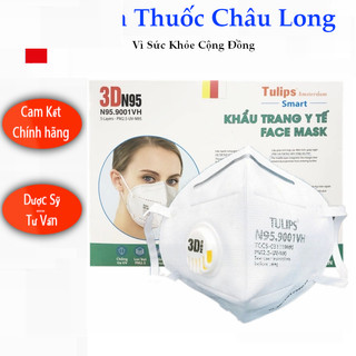 Khẩu trang tulips 3d n95 lọc bụi siêu mịn pm2.5 có van thở
