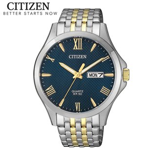Đồng hồ nam citizen pin-quartz dây thép không gỉ bf2024-50l - mặt xanh