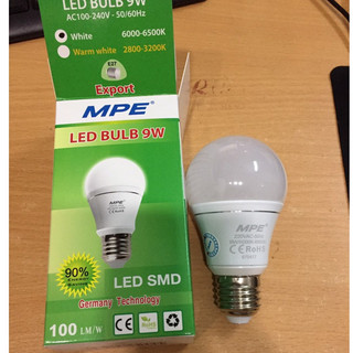 BÓNG ĐÈN LED 9W THÂN NHÔM TẢN NHIỆT MPE MODEL:LBA-9