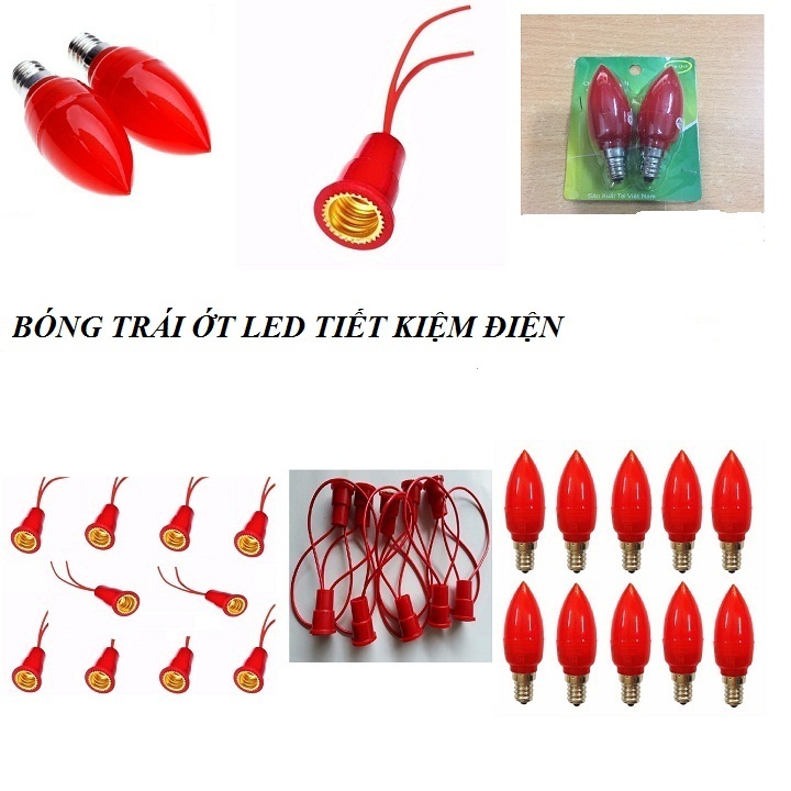 COMBO 2 BÓNG TRÁI ỚT LED E12,ĐUÔI ĐÈN E12 DÙNG ĐÈN THỜ