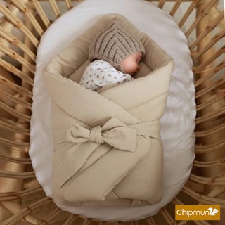 Ủ choàng lót bông thu đông chất liệu cotton mềm mại cho bé sơ sinh, kích thước 70x70cm